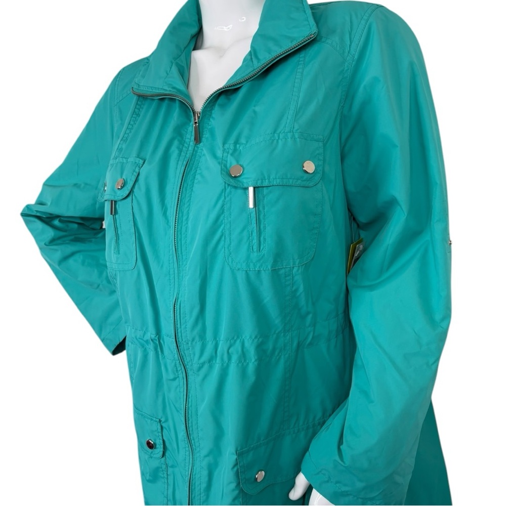 Style&Co sport teal quartz raincoat peacock sporty beautiful jacket sz 1X NWT - Picture 11 of 16